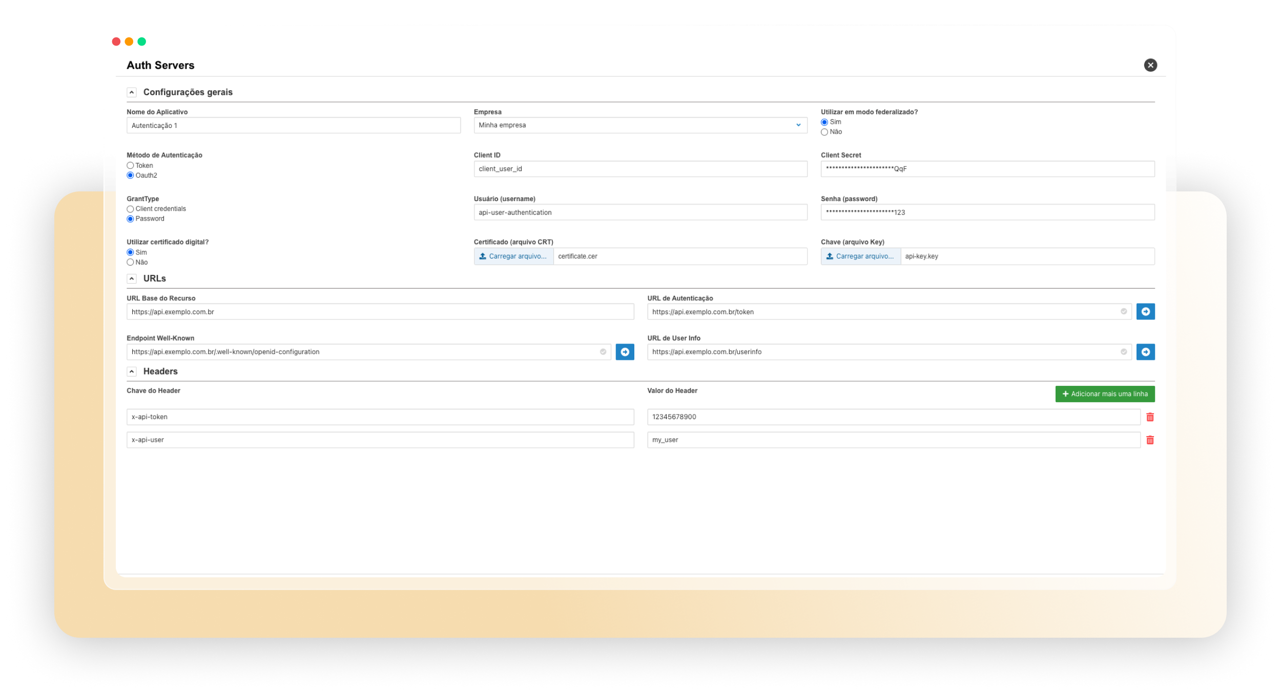 Outra vista do dashboard com busca e validação