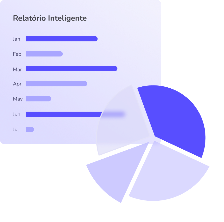 Ilustração de papéis e um gráfico de pizza